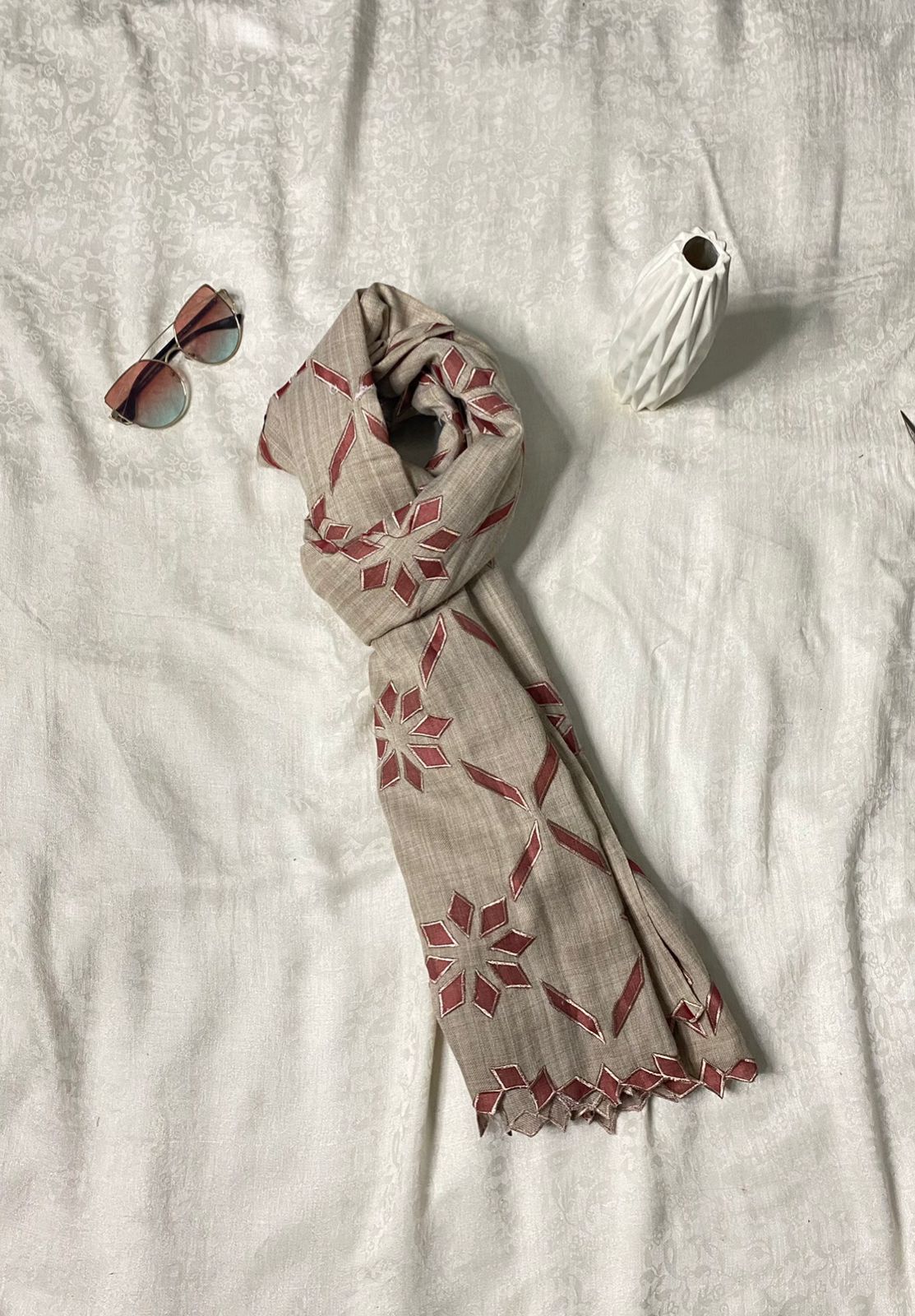 Cutwork Pashmina Shawls ( Skin Brown )